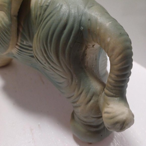 Vintage Pair Of Ceramic Figurine Elephants 10" Textured Trunk Up For Good Luck - Picture 15 of 15